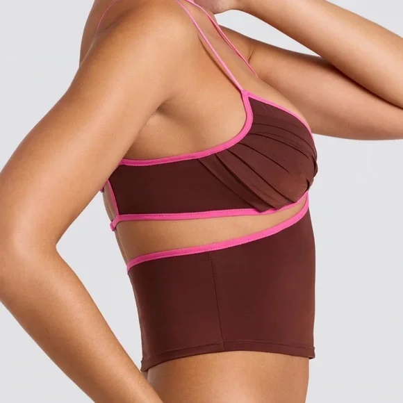 Oh Polly Brown and Pink Strappy Bralette - Picture 3 of 4